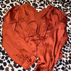 Rust colored satin crop top